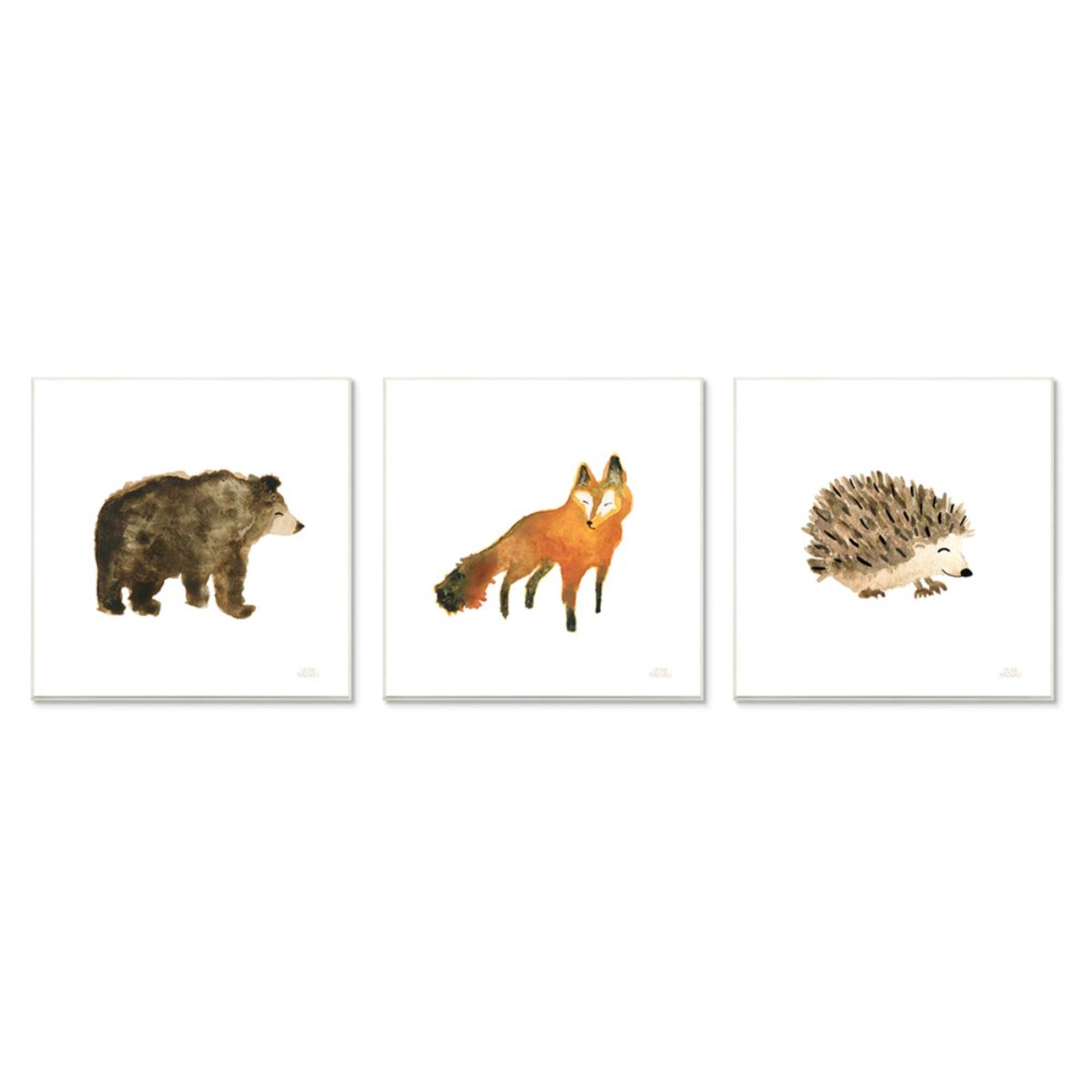 Stupell Industries Whimsical Forest Animal Watercolor Fox Hedgehog Bear,12" x 12"